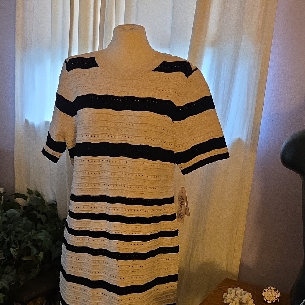 Nanette Lepore Black and Cream Knit Dress